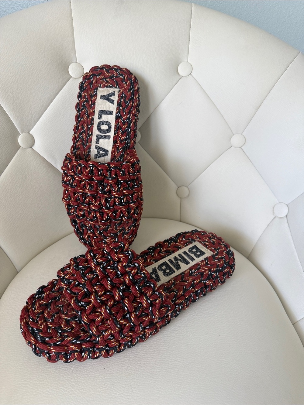 BIMBA Y LOLA Rope Knitted Multicolor Braided Slide Sandals 8US 38EU - Picture 9 of 16